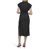 Women's Sleeveless Collared Neck Midi Dress with Removable Belt