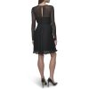 Women's Long Sleeve Jewel Neck Mini Ruffle Hem Dress with Removable Belt