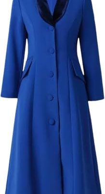 Women V-Neck Long Sleeve Single-Breasted High-Waisted Solid Color Office Dress