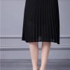 Women Long Sleeve Lace-Up Pleated Crewneck Patchwork Party Dress