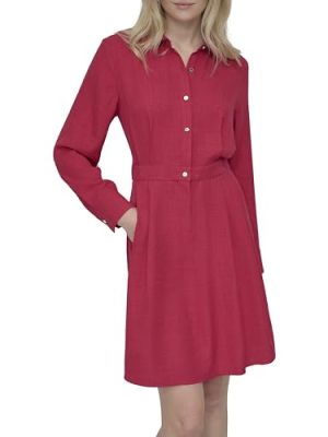 Women's Long Sleeve Collared Neck Button Front Mini Dress with Pockets
