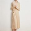 Women V-Neck Cashmere Knit Sweater Dress Long Sleeve Loose Fit Casual Dresses