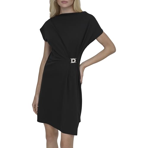 Women's Short Sleeve Buckle Mini Tunic Dress