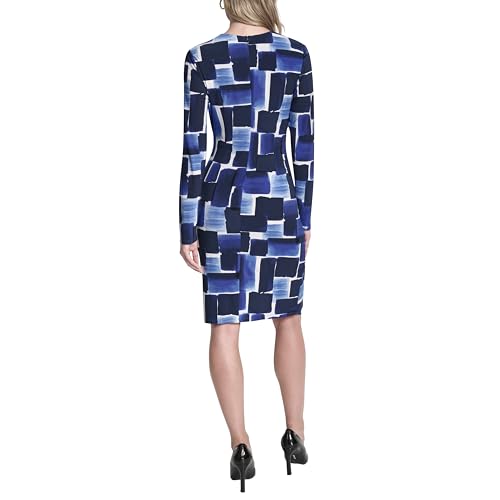 Womens Long Sleeve Surplice Neck Sheath Dress
