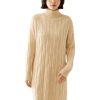 Women Wool Blend Sweater Dress Long Pullover Loose Turtle Neck Fall Winter Thick Knit Dress