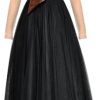 Women Long Sleeve Patchwork Bow Velour Mesh Crewneck Party Dress