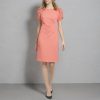 Womens Paris Women's Crepe Side Rouched Sheath Dress
