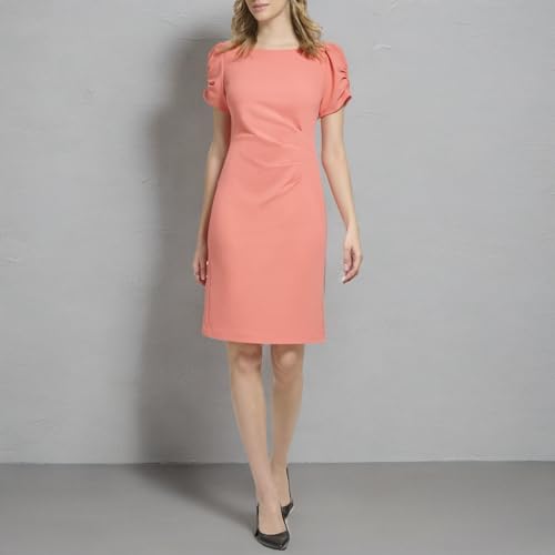 Womens Paris Women's Crepe Side Rouched Sheath Dress