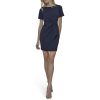 Womens Short Sleeve Jewel Neck Sheath Mini Dress