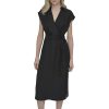 Women's Sleeveless Collared Neck Midi Dress with Removable Belt