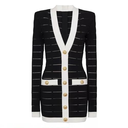 Women's Knit Shift Dress – V-Neck Slim Design, European Winter Minimalist