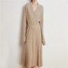 Women V-Neck Cashmere Knit Sweater Dress Long Sleeve Loose Fit Casual Dresses
