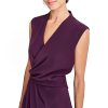 Women's Sleeveless Surplice Neck Front Slit Faux Wrap Midi Dress