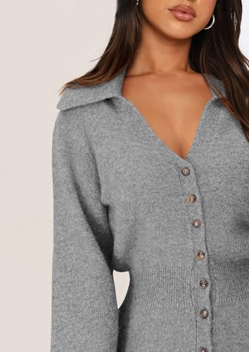 Sweater Dresses for Women 2025 Trendy Long Sleeve Button Down Short Mini Fall Winter Dress