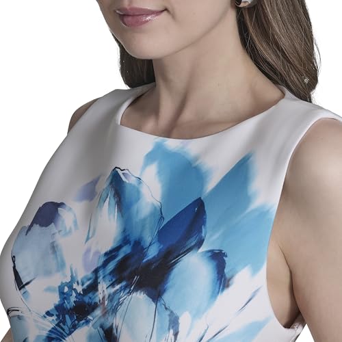 Womens Sleeveless Boat Neck Scuba Dress