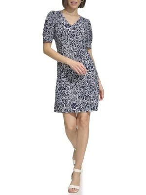 Women's Puff Sleeve Beach Blossom Dress