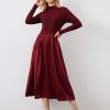 Womens Turtleneck Maxi Sweater Dresses Long Sleeve Knit Pullover Jumper Fall Winter Flowy Modest Long Dress