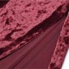 Women's Velour Evening Dress Standing Collar Long Sleeve Ruched Slim Closed Waist