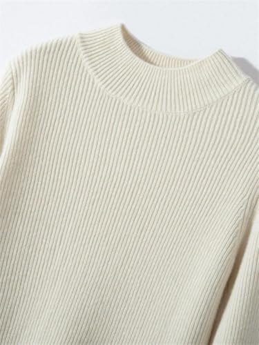 Women's Versatile 100 Percent Cashmere Mock Neck Pullover Fall Winter Slim Basic Soft Warm Sweater