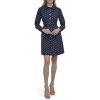 Womens Long Sleeve Collared Tie Fit & Flare Mini Dress