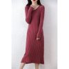 Women's Cashmere Knitted Dress Merino Wool Pullover Elegant Casual Long Dress for Fall Winter