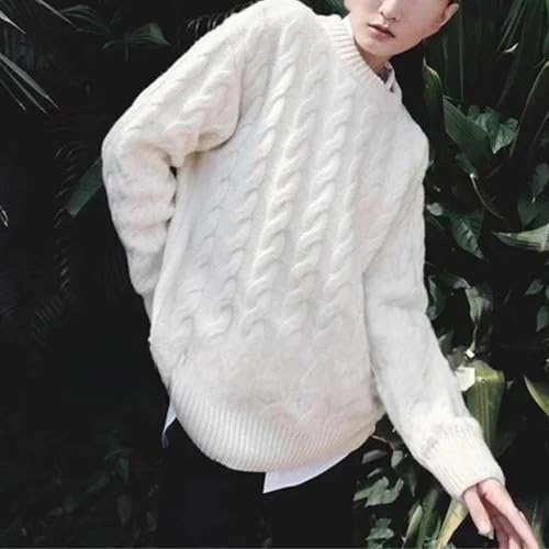 Women's 100 Percent Wool Sweater Winter Round Neck Knit Pullover Korean Loose Large Size Cashmere Sweaters