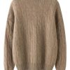 Women's Cable Knit 100 Percent Cashmere Mock Neck Pullover Casual Fall Winter Thick Soft Warm Sweater