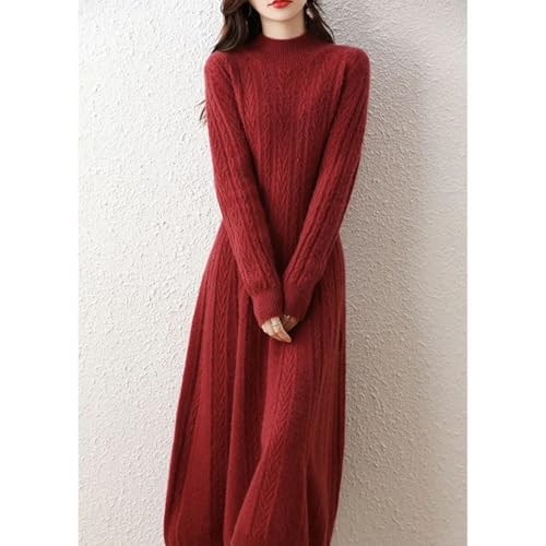 Dresses Cashmere Sweater Knitted Long Dress Merino Wool Women Turtleneck Office Skirt Clothes