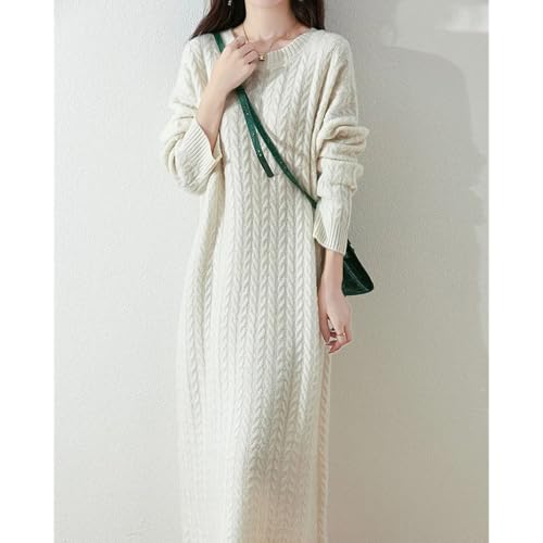 Women Wool Dress Twist Flower Pullover Loose Cashmere Sweater Merino Wool Knitwear Fashion Long Sleeve Skirts