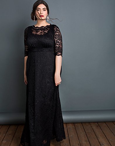 Women’s Plus Size Leona Lace Gown, Maxi Dress Formal Evening Ball Gown with Side Pockets for Wedding Guest
