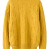 Women's Cable Knit 100 Percent Cashmere Mock Neck Pullover Casual Fall Winter Thick Soft Warm Sweater