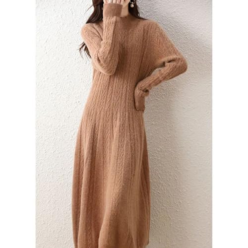 Dresses Cashmere Sweater Knitted Long Dress Merino Wool Women Turtleneck Office Skirt Clothes