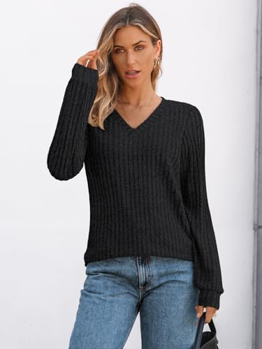 Womens V Neck Long Sleeve Shirt Fall Fashion Tops Tunic Dressy Casual Sweater Clothes Cute Trendy Work Outfits 2025