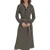 Women's Long Sleeve Collared Self Tie Midi Shirtdress