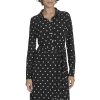 Women's Long Sleeves Collared Dot Jersey Shirtdress