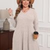 Plus Size Sweater Dress for Women Tshirt Fall Dresses Winter V Neck Long Sleeve Pockets Casual Party Loose Fit