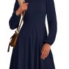 Womens Long Sleeve Mini Dress 2025 Fall Trendy Crewneck Ribbed Knit Soft A Line Flowy Summer Formal Dresses