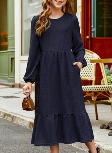 Tween Girls 2025 Fall Dresses Kids Rib Knit Dress Size 6-15 Years