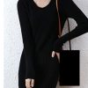 Women's Cashmere Knitted Dress Merino Wool Pullover Elegant Casual Long Dress for Fall Winter