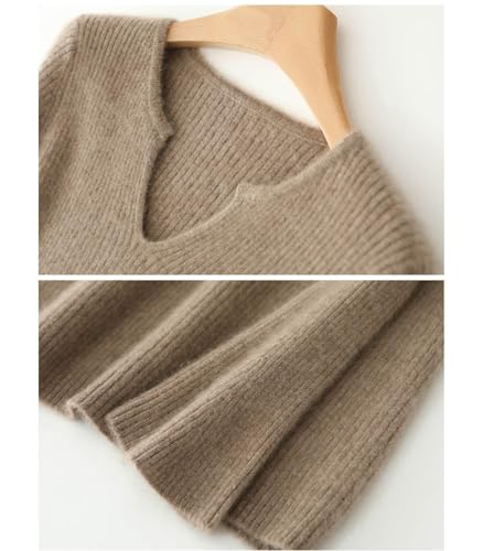 - Wool Sweater Dress Women's Trumpet Sleeve Slim Tight Knitted V Neck Pullover Fall Winter Mid-Long Tops
