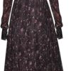 Women’s Holiday Party Dress Crewneck Long Sleeve Floral Lace Asymmetrical Solid