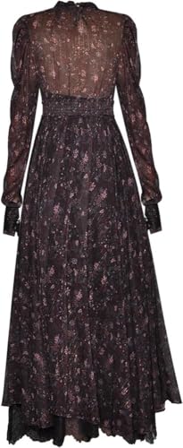 Women’s Holiday Party Dress Crewneck Long Sleeve Floral Lace Asymmetrical Solid