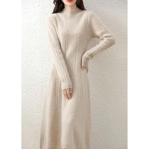 Dresses Cashmere Sweater Knitted Long Dress Merino Wool Women Turtleneck Office Skirt Clothes