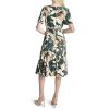 Womens Flutter Sleeve Round Neck Waist Tie Midi Dress