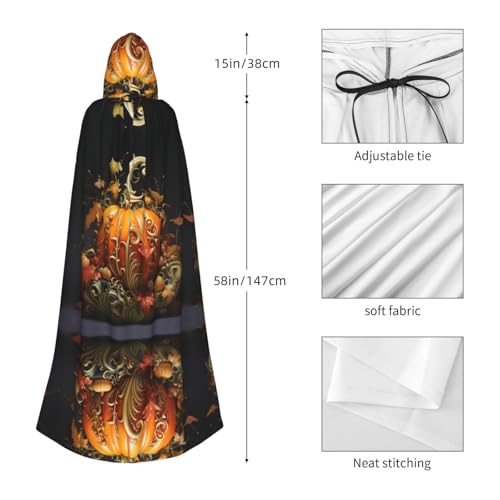 Fall Pumpkin Print Halloween Hooded Cloak Unisex Vibrant Adult Medieval Renaissance Festivals Cosplay