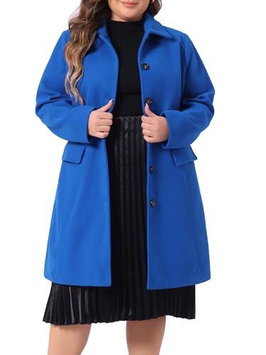 Plus Size Coat for Women Peter Pan Collar Single Breasted Winter Long Coats