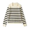 Women's Lapel Loose Casual Fall and Winter Striped Knit Sweater