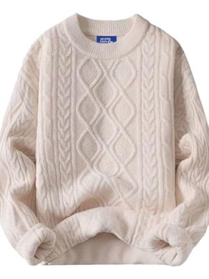 Oversized Sweater 90s Vintage Cable Knit Long Sleeve Women Heavy Crewneck Pullover