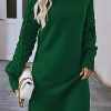 Women's Long Sleeve Sweater Mini Dress Casual Loose Mock Neck Empire Waist Cocktail Party Knit Short Dresses