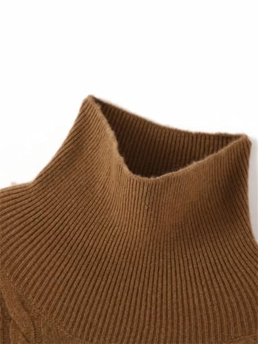 Women Wool Blend Sweater Dress Long Pullover Loose Turtle Neck Fall Winter Thick Knit Dress